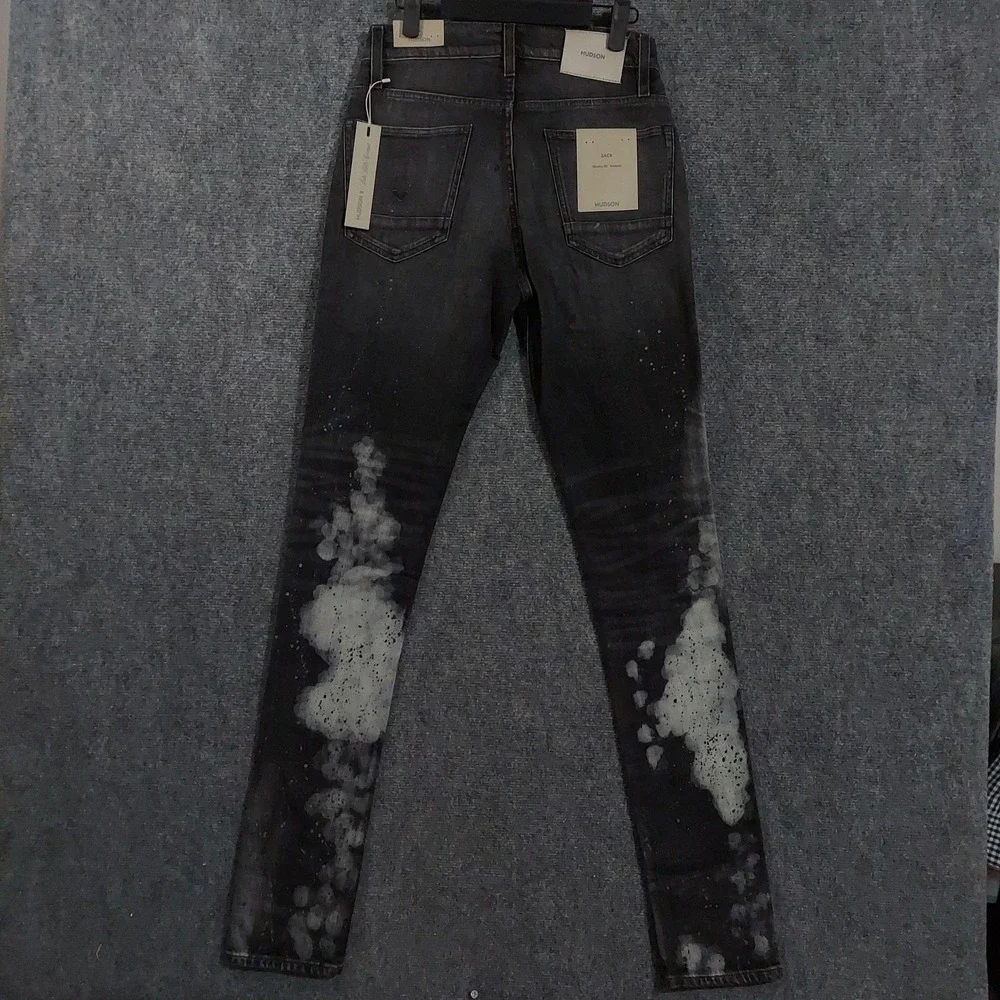Hudson Zack Skinny Jeans Mens 29x36 Black Painter Dark Wash Stretch‎ Denim